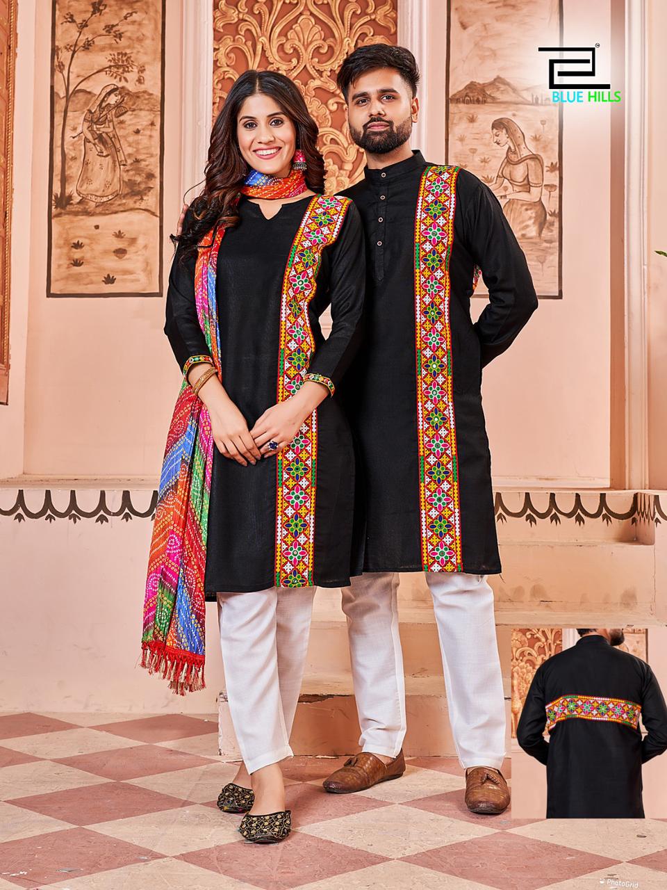 Blue Hills Navratri Twinning Couple Wear Readymade Suits Catalog